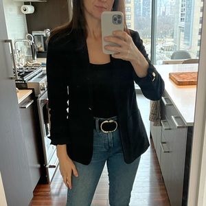 Loft Petite Knit Pocket Blazer - 2P - Black